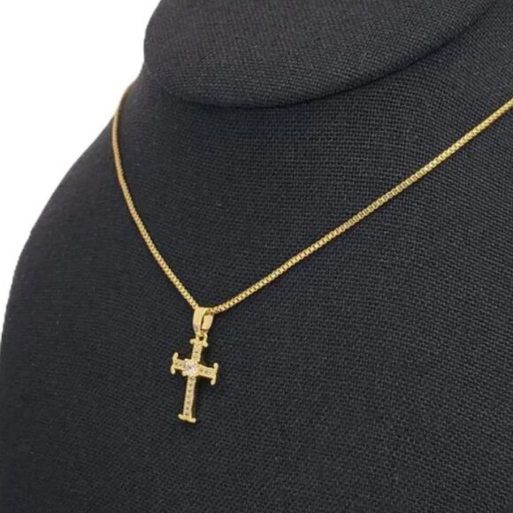 14K Gold Mens 1ct Diamond Cross Pendant Necklace Christian 14 K Silver Jewelry - Picture 6 of 7